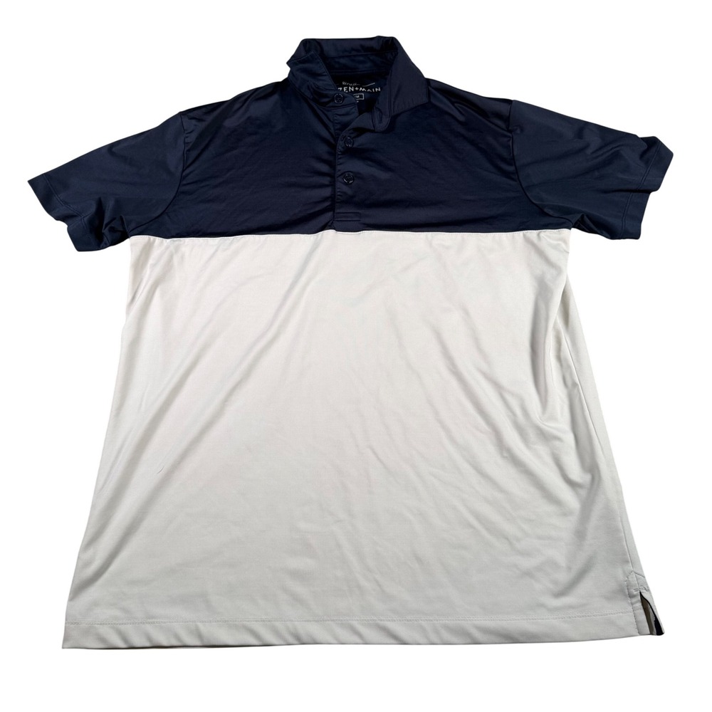 Mizzen + Main Polo Shirt Mens Medium‎ Navy Gray Phil Mickelson Colorblock Golf